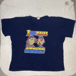 Vintage Looney Toons ‘I Make The Rules Around Here’ V-Neck Shirt: Size 26W